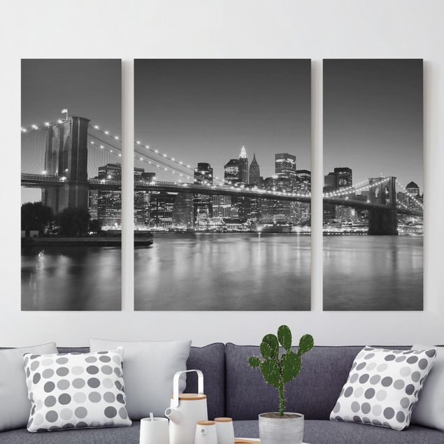 Stampa su tela bianco e nero Ponte di Brooklyn a New York II