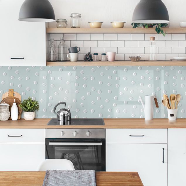 rivestimento cucina moderna Motivo con punti e cerchi su grigio blu