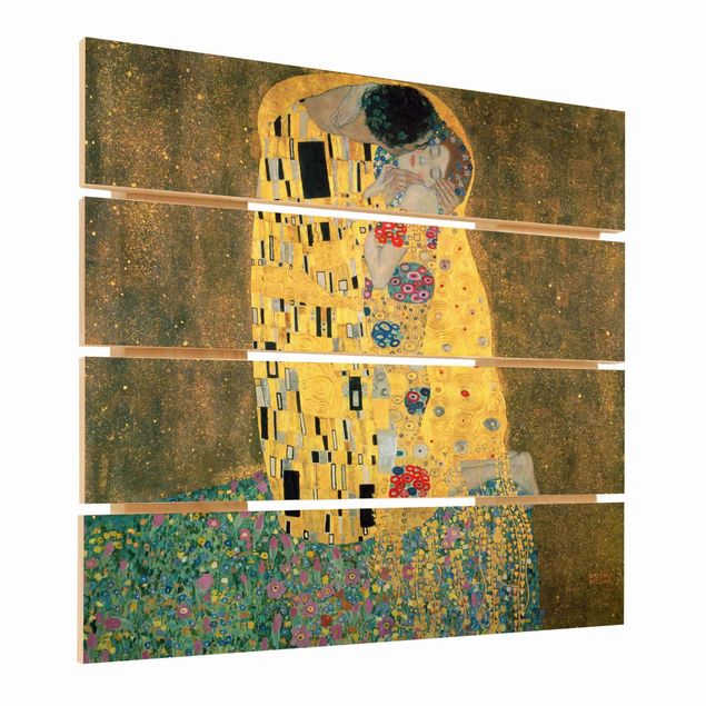 Stampa su legno - Gustav Klimt - Il bacio - Quadrato 1:1