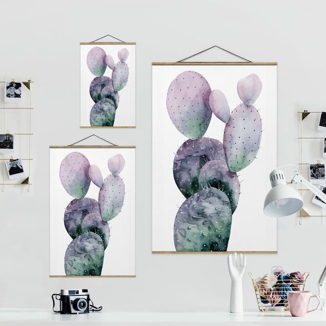 Foto su tessuto da parete con bastone - Cactus In Viola I - Verticale 3:2