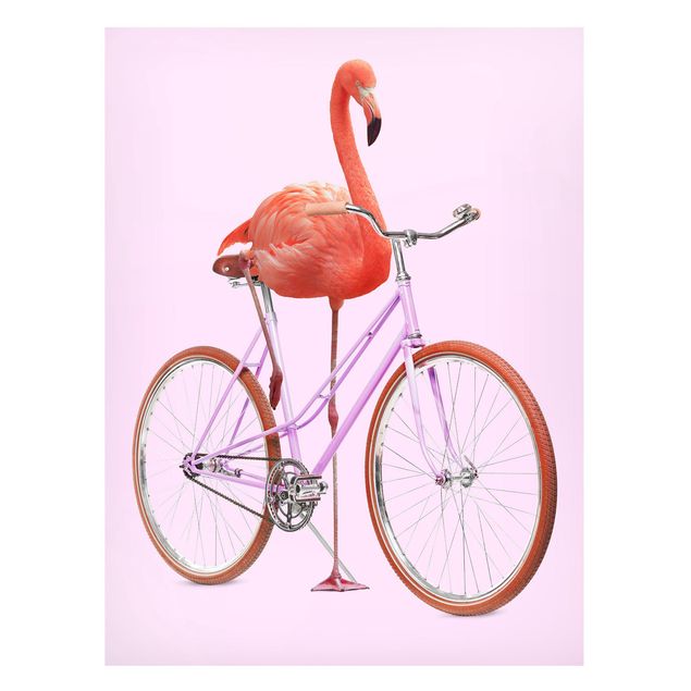 Lavagna magnetica - Flamingo con la bicicletta - Formato verticale 4:3