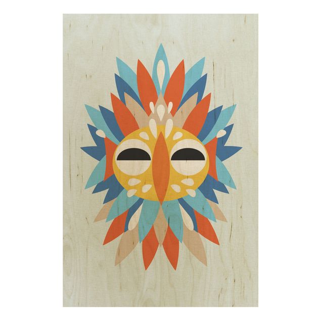 Stampa su legno - Collage Mask Ethnic - Parrot - Verticale 3:2