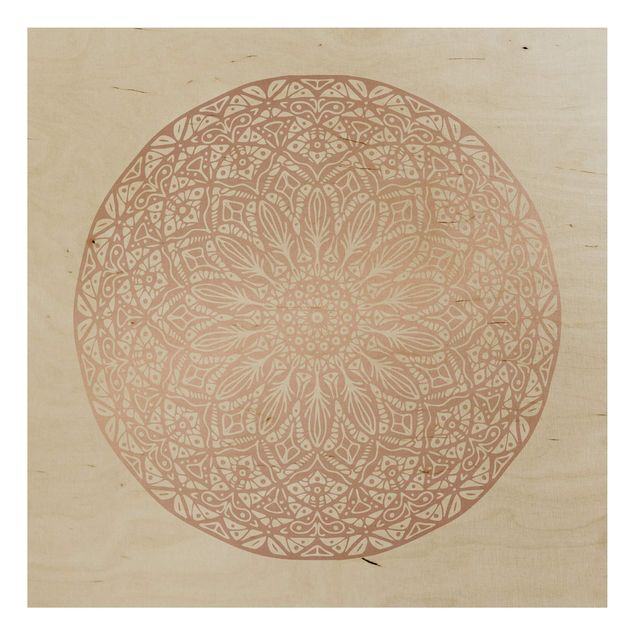 Stampa su legno - Mandala Ornament In Rame Oro - Quadrato 1:1