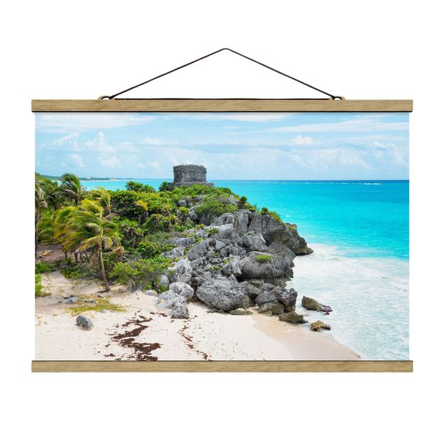 Foto su tessuto da parete con bastone - Rovine Costa caraibica di Tulum - Orizzontale 2:3