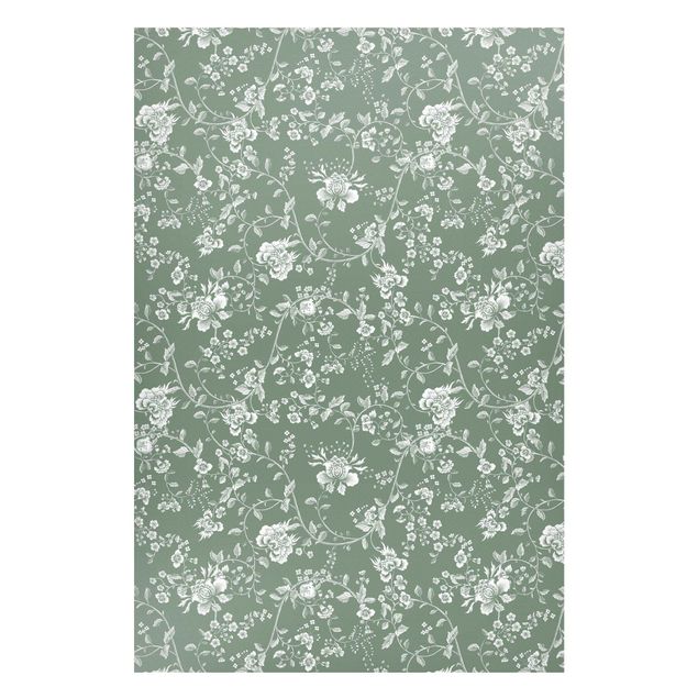 Lavagna magnetica - Viticcio floreale su sfondo verde
