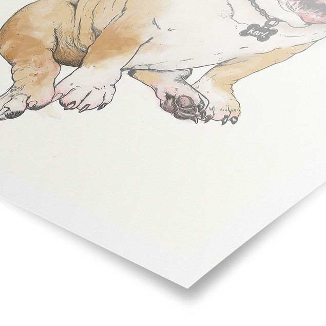 Poster - Illustrazione Cane Bulldog Pittura - Verticale 4:3