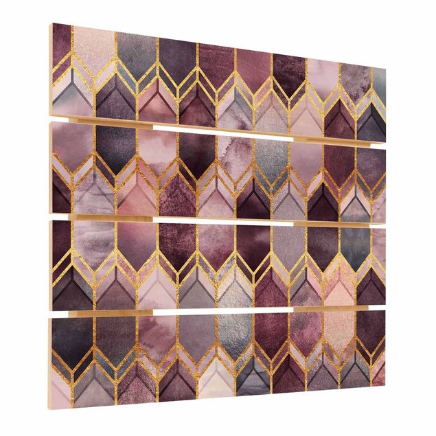 Stampa su legno - Elisabeth Fredriksson - Stained Glass geometrica in oro rosa - Quadrato 1:1
