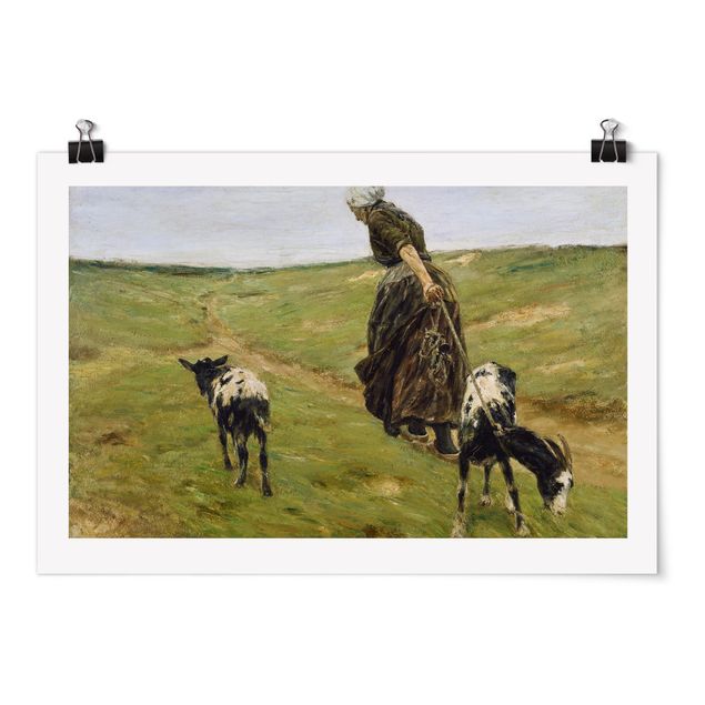 Poster - Donna con capre tra le dune - Orizzontale 2:3