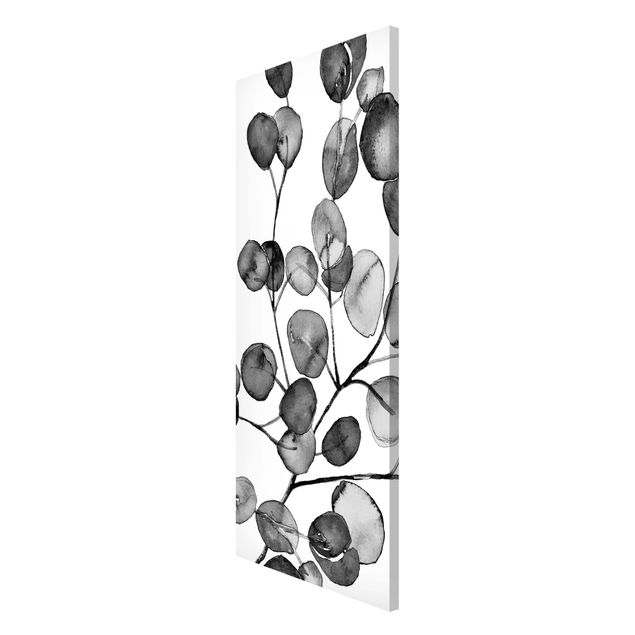 Lavagna magnetica - Ramo di eucalipto in acquerello bianco e nero