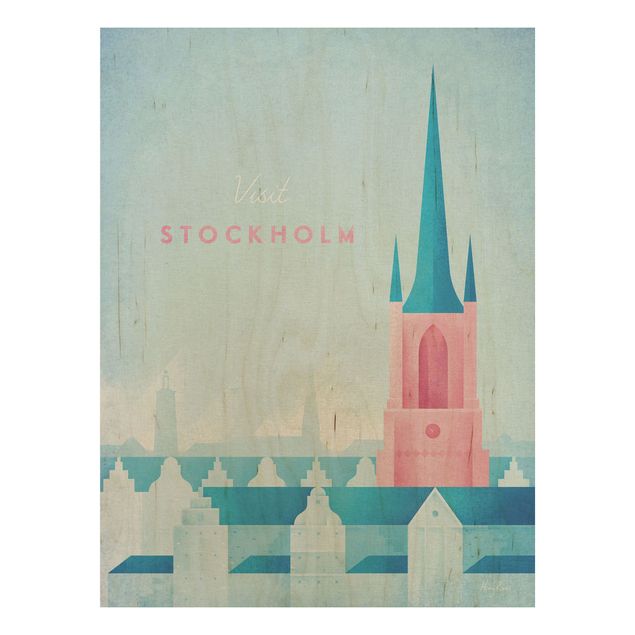 Stampa su legno - Poster Viaggi - Stoccolma - Verticale 4:3
