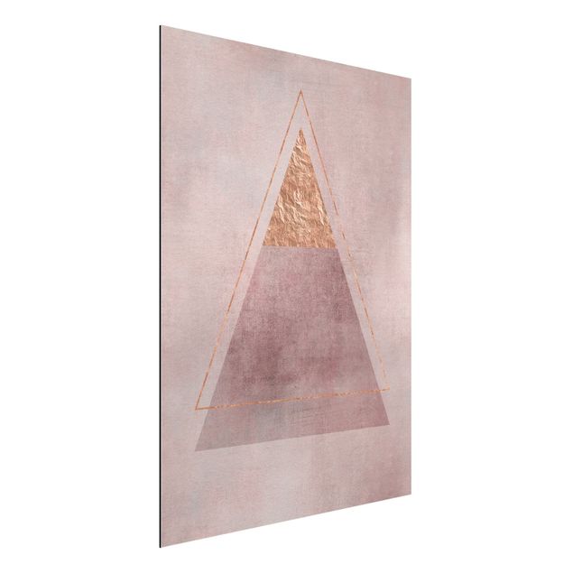 quadro astratto Geometria in rosa e oro II