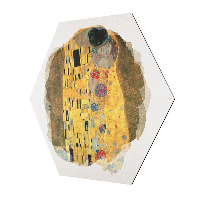 Esagono in Alluminio Dibond - Acquarelli - Gustav Klimt - The Kiss