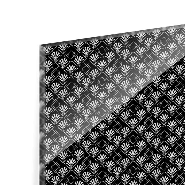 Paraschizzi in vetro - Effetto brillantini con motivo Art Déco su nero - Formato orizzontale 3:2