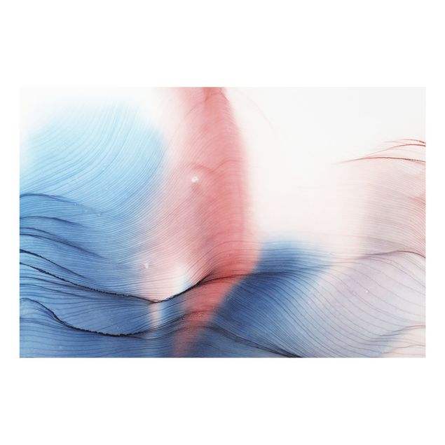 Paraschizzi in vetro - Danza di colori mélange in blu e rosso - Formato orizzontale 3:2
