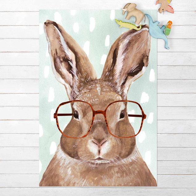Tappeto per terrazzo esterno Animali con occhiali - Coniglio