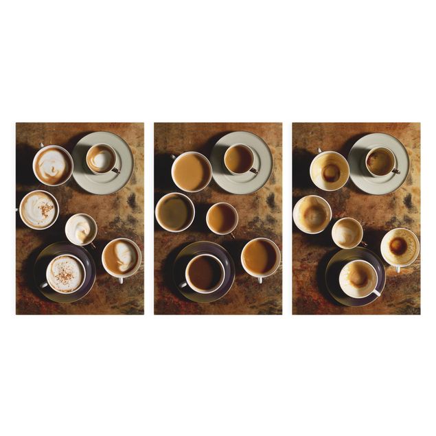 Stampa su tela 3 parti - Trilogy of coffee cups - Verticale 3:2