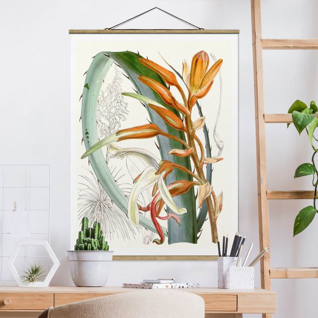 Foto su tessuto da parete con bastone - Illustrazione Vintage Tropical Flowers I - Verticale 4:3