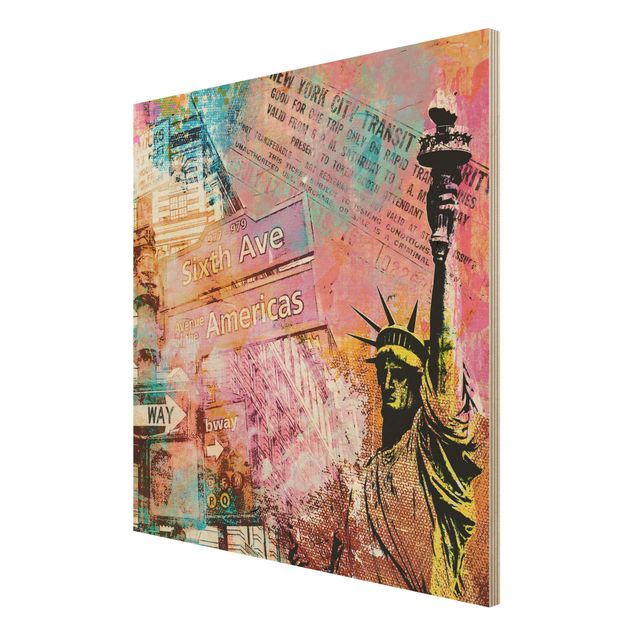 Stampa su legno - Sixth Avenue New York Collage - Quadrato 1:1