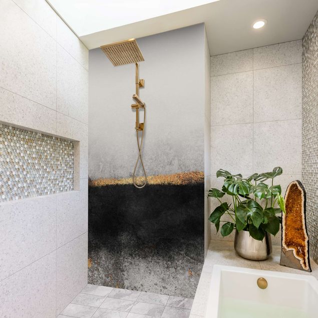 Rivestimento per doccia - Orizzonte dorato astratto bianco e nero