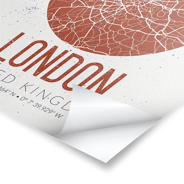 Poster - Mappa di Londra - Retro - Verticale 4:3