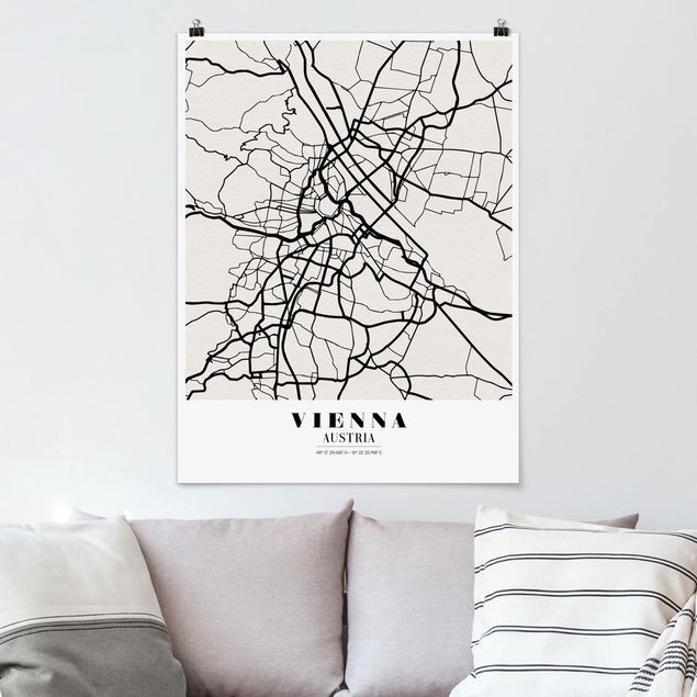 Poster - Mappa di Vienna - Classic - Verticale 4:3