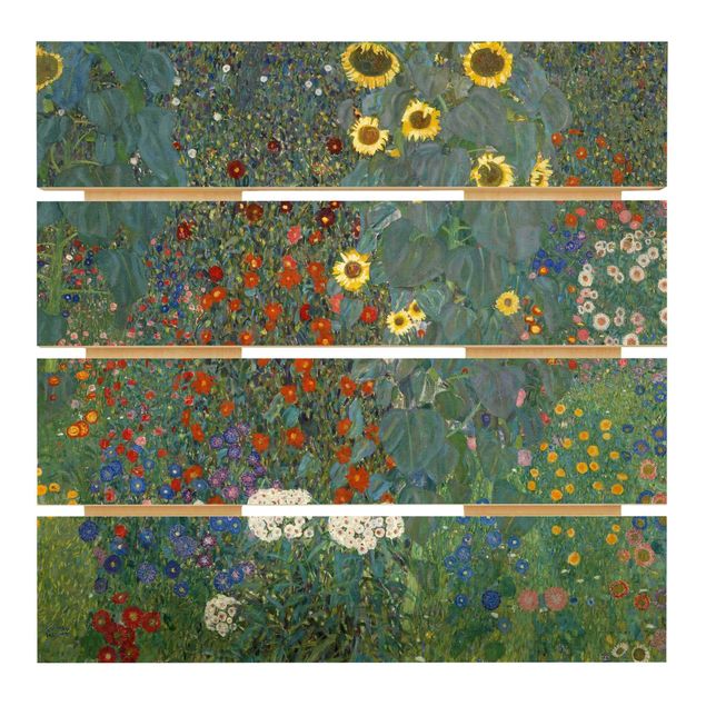 Stampa su legno - Gustav Klimt - Giardino Girasoli - Quadrato 1:1