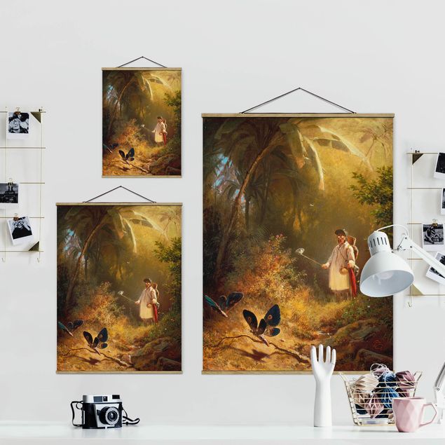 Foto su tessuto da parete con bastone - Carl Spitzweg - The Butterfly Hunter - Verticale 4:3