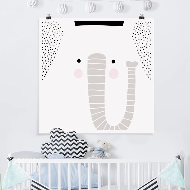 Poster cameretta bambini animali Zoo con disegni - Elefante