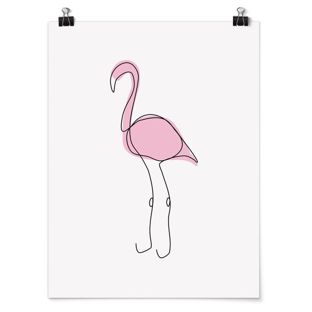 Poster - Flamingo Line Art - Verticale 4:3