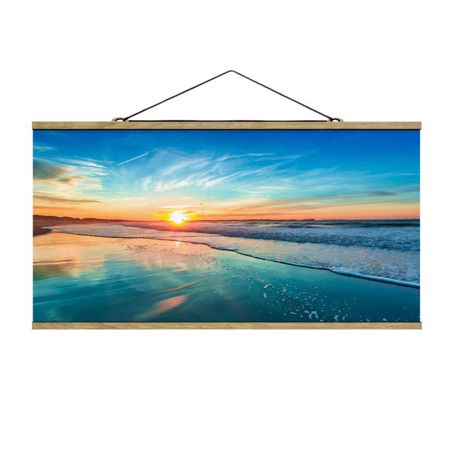 Foto su tessuto da parete con bastone - Romantico tramonto sul mare - Orizzontale 1:2