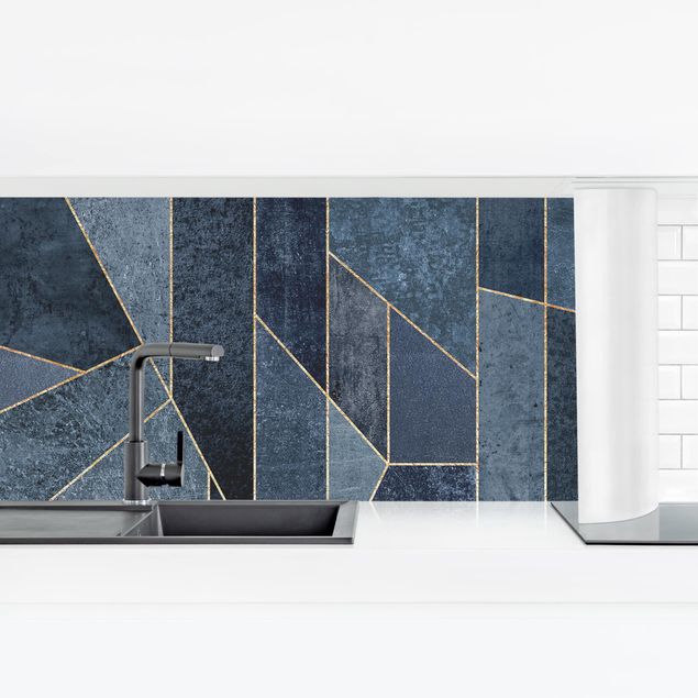 rivestimenti moderni cucina Geometria blu acquerello