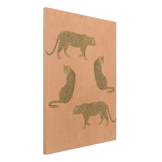 Stampa su legno - Illustrazione Leopard Rosa Pittura - Verticale 4:3