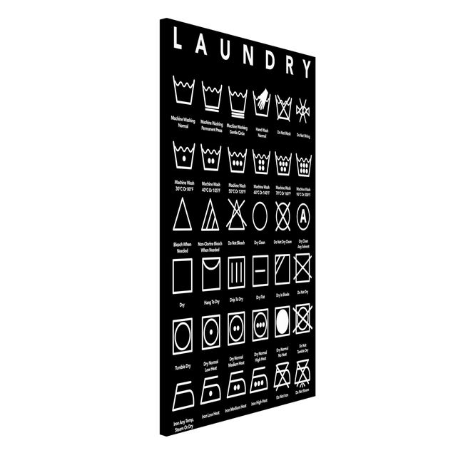 Lavagna magnetica per ufficio Simboli di lavanderia in bianco e nero