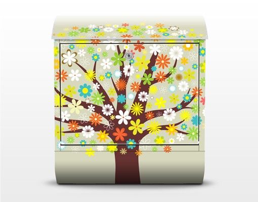Cassetta postale albero floreale 39x46x13cm