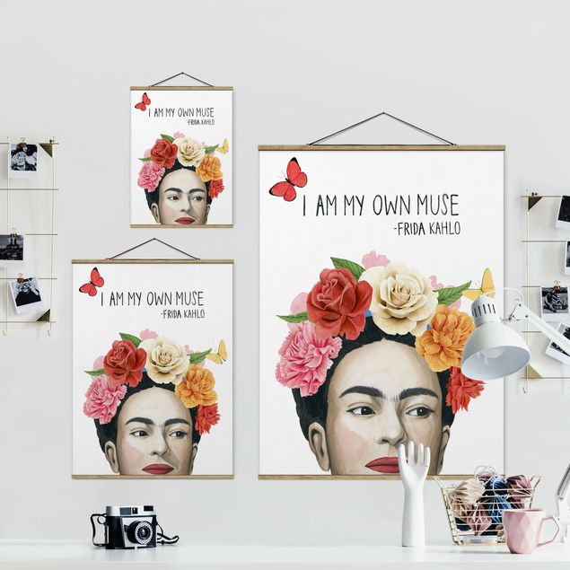 Foto su tessuto da parete con bastone - Pensieri di Frida - Muse - Verticale 4:3