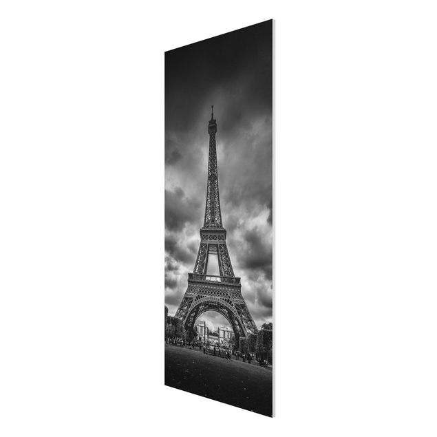 Quadro in forex - Torre Eiffel Davanti Nubi In Bianco e nero - Pannello