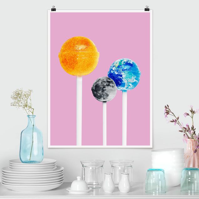 Poster - Lollipops con pianeti - Verticale 4:3