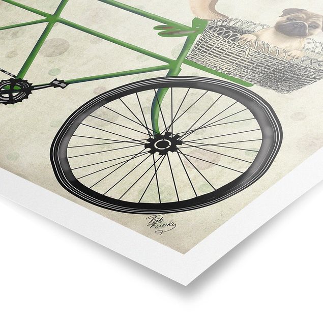 Poster cameretta bambini verde Ciclismo - Carlini in bicicletta