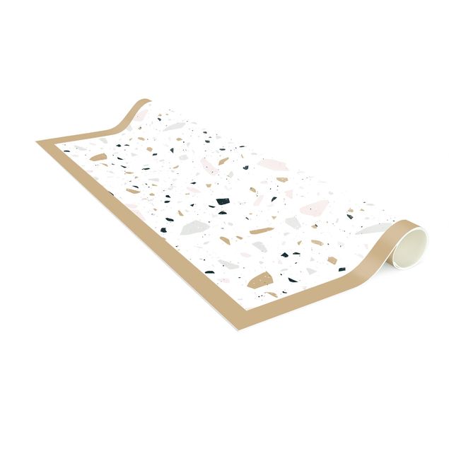 Tappeti bagno bianchi Motivo dettagliato del terrazzo di Sanremo con cornice