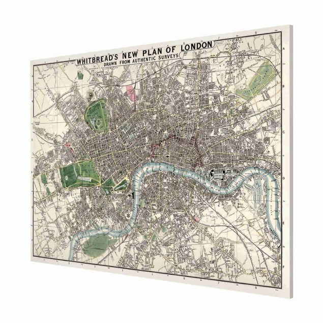 Lavagna magnetica - Vintage Mappa Londra - Formato orizzontale 3:4
