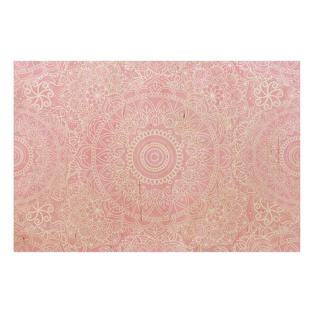 Stampa su legno - Mandala modello rosa - Orizzontale 2:3