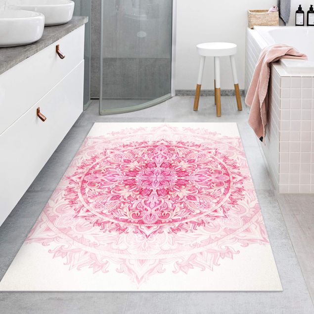 Tappeti bagno moderni Mandala Acquerello Ornamento Rosa