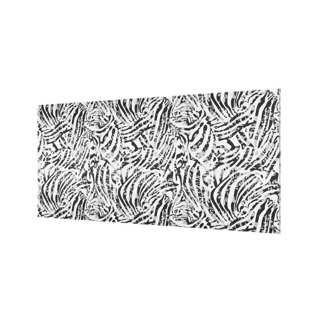 Paraschizzi in vetro - Motivo zebrato in tonalità di grigio - Formato orizzontale 2:1