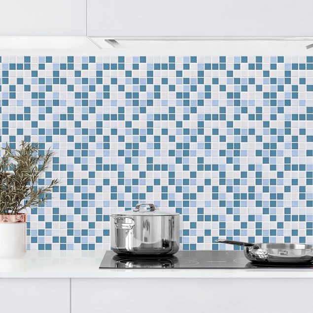 Rivestimenti cucina pannello Piastrelle mosaico blu grigio