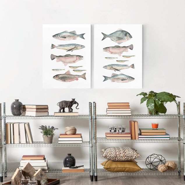 stampe animali Pesce in acquerello Set I