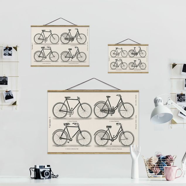 Foto su tessuto da parete con bastone - Vintage Poster Biciclette - Orizzontale 2:3