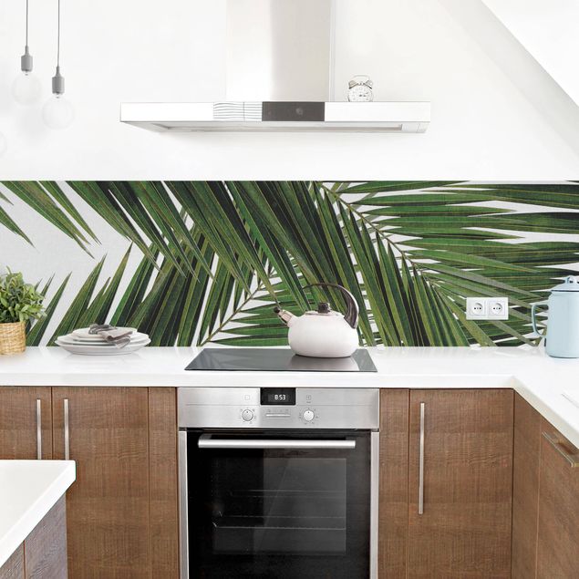 Rivestimenti cucina di plastica Vista attraverso le foglie di palma verde
