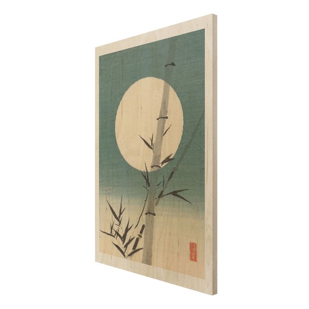 Stampa su legno - Giapponese Disegno Bambù E Luna - Verticale 3:2