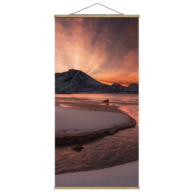 Quadro su tessuto con stecche per poster - golden Sunset - Verticale 2:1