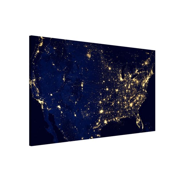 Lavagna magnetica per ufficio Immagine NASA Stati Uniti dallo spazio di notte